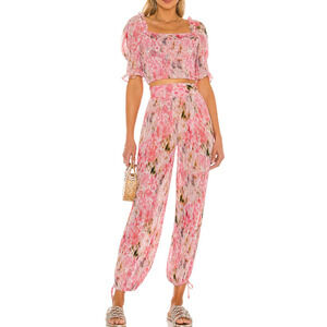 MISA Los Angeles Zahara Watercolor Floral Lounge Revolve Pants - Size Medium